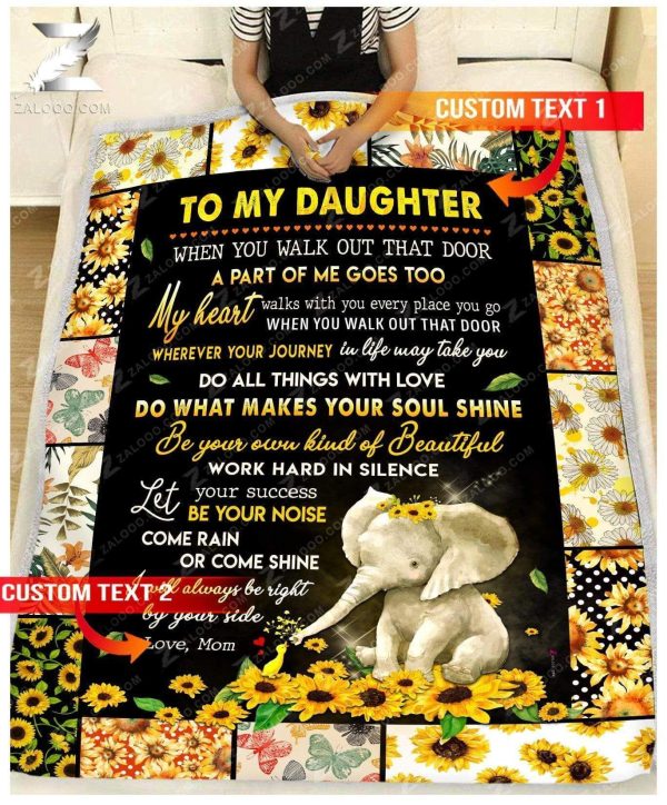 Custom Fleece Blanket - For Daughter From Mom - Elephant - Come Rain O - Image 2