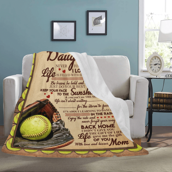 To My Daughter Never Forget That I Love You Baseball Fleece Blanket - Image 4