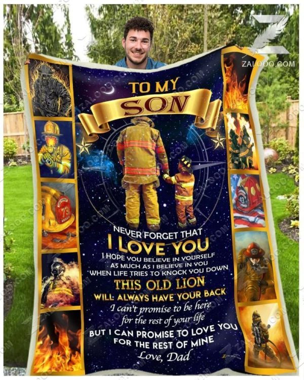 Custom Fleece Blanket - Firefighter - For Son From Dad - I Will Always - Image 2