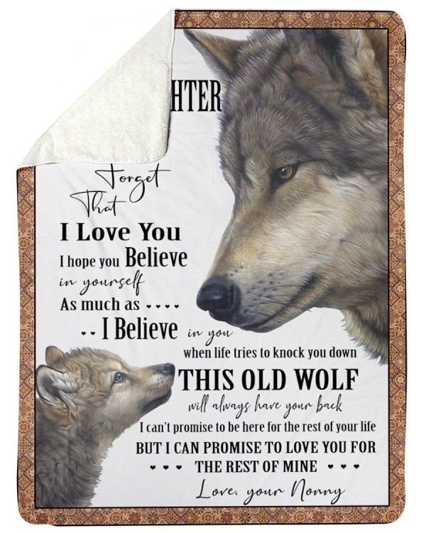 Wolf Lovely Message From Nonny Gifts For Granddaughters Fleece Blanket - Image 2