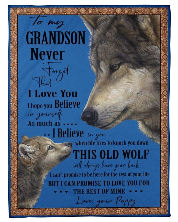 Wolves Love Message From Poppy To Grandson Fleece Blanket - Image 3