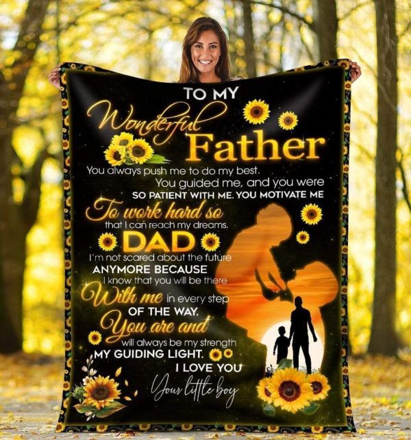 My Strength My Guiding Light Sunflower Fleece Blanket Gift For Father - Image 7