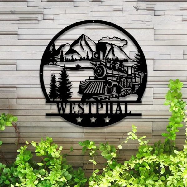 Personalized Forest Mountain Scene Train Metal Sign Led Lights, Custom - Image 4