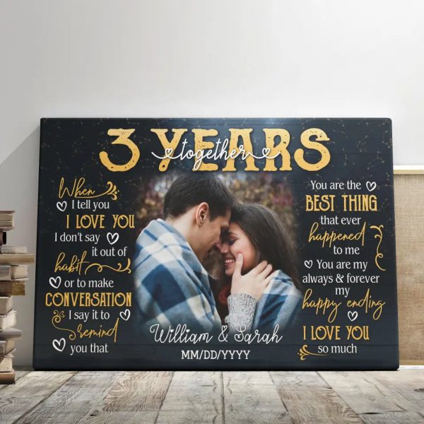 Personalized Photo Canvas Prints, Gifts For Couples, 3rd Anniversary Gift For Husband And Wife, 3 Years When I Tell You I Love You Dem Canvas - Image 5