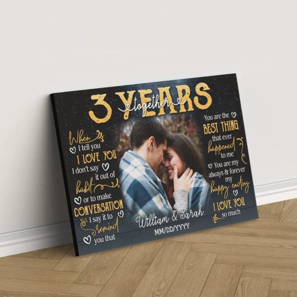 Personalized Photo Canvas Prints, Gifts For Couples, 3rd Anniversary Gift For Husband And Wife, 3 Years When I Tell You I Love You Dem Canvas - Image 8