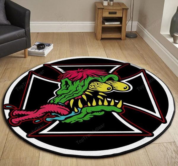 Rat Fink Hot Rod Garage Round Mat Round Floor Mat Room Rugs Carpet Outdoor Rug Washable Rugs - Image 3