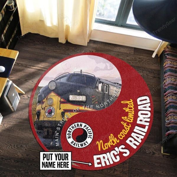 Personalized Nothern Pacific Railroad Round Mat Round Floor Mat Room Rugs Carpet Outdoor Rug Washable Rugs - Image 2