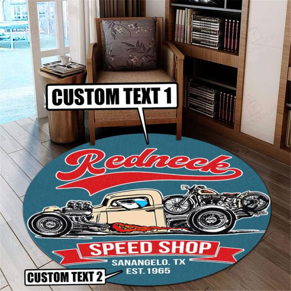 Personalized Speed Shop Round Mat Round Floor Mat Room Rugs Carpet Outdoor Rug Washable Rugs - Image 2